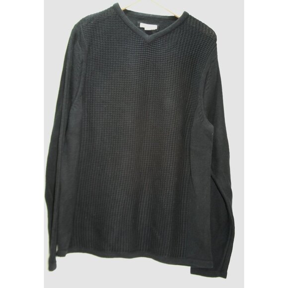 Carbon2Cobalt Mens Serendipity Large Black V‑Neck Cashmere Blend Sweater Capsule - Picture 1 of 5